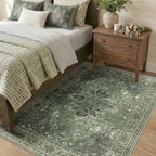 RELEANY Area Rugs 4'x6' Washable Non-Slip, Floral Vintage Distress Medallion - Image 2