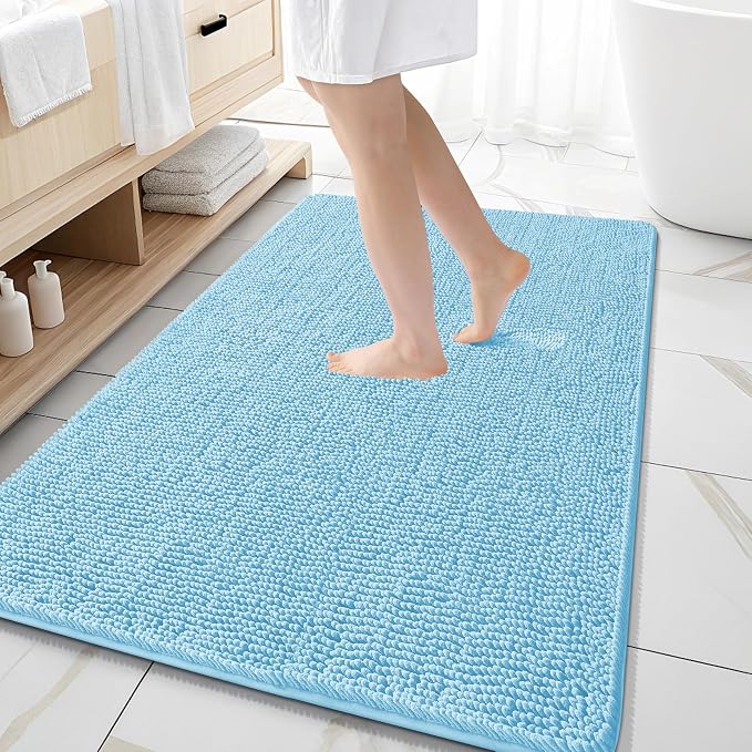 OLANLY Large Bathroom Rugs 59x35, Extra Soft Absorbent Chenille Bath Rugs by OLANLY