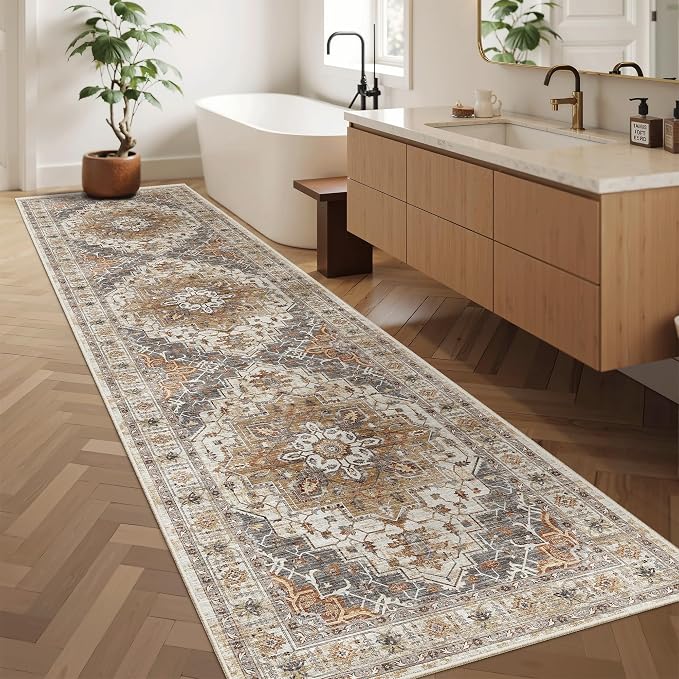 Madane Hallway Runner Rug 2'6''x10' Kitchen Runner, Non Slip Vintage Runners - Image 4