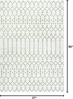 JONATHAN Y Moroccan Geometric Indoor Outdoor Area Rug 3X5 Green/Ivory, Ourika - Image 2