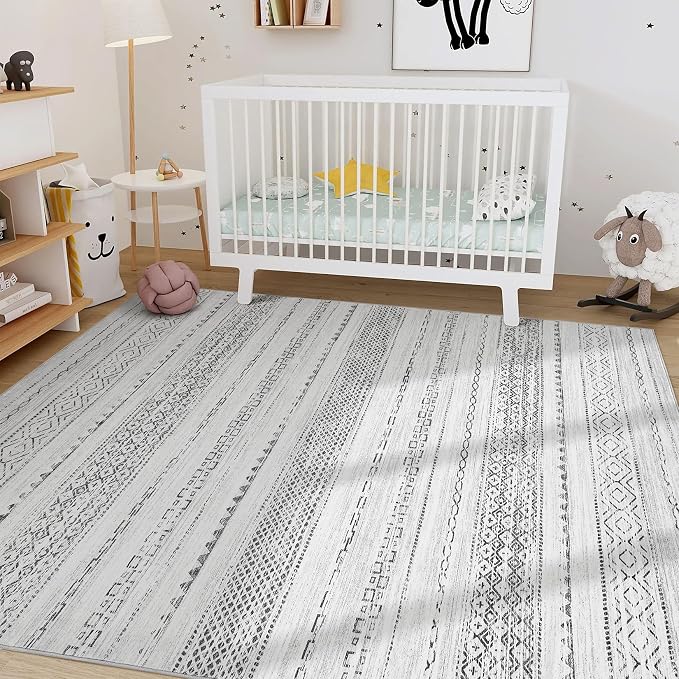 Nakagishi Area Rug Living Room Rugs: 4X6 Machine Washable Boho Large Neutral - Image 5
