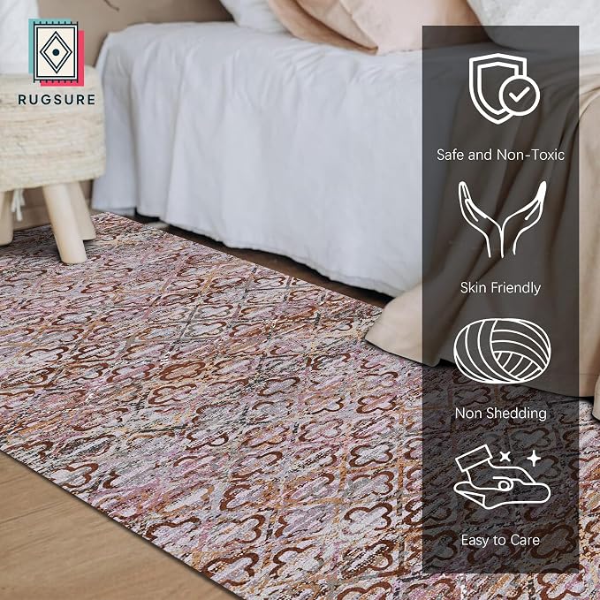 RUGSURE Washable Area Rugs, Pet & Child Friendly, Vibrant Colors Rugs - Image 2