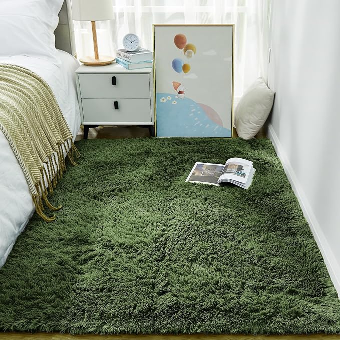Ophanie Gray Green Grass Area Rugs by Ophanie