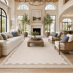 GarveeHome Scalloped Beige Washable Rugs 10x13 Rug by GarveeHome