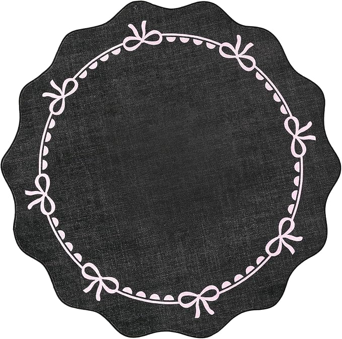 GarveeHome Scalloped Bow Rug for Living Room, 5ft Round Rugs Washable Solid Rug - Image 4