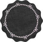 GarveeHome Scalloped Bow Rug for Living Room, 4ft Round Rugs Washable Solid Rug - Image 4