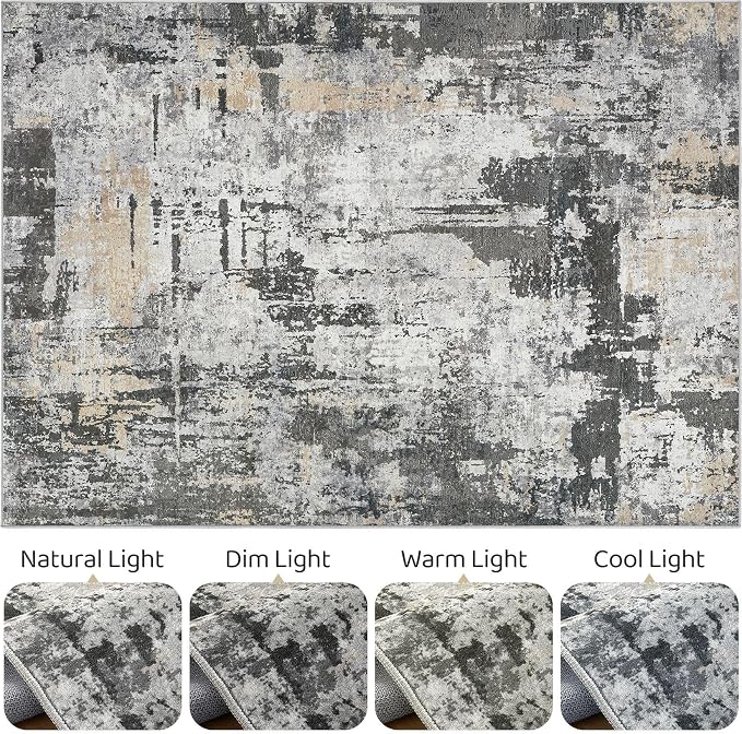 10x14 Area Rugs Living Room: Washable Large Abstract Modern Soft Rug Stain - Image 9