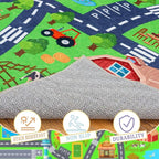 Kids Room Rug - Soft & Non-Slip 4x5 Ft Town Car Rugs City Map Play Mat - Image 4