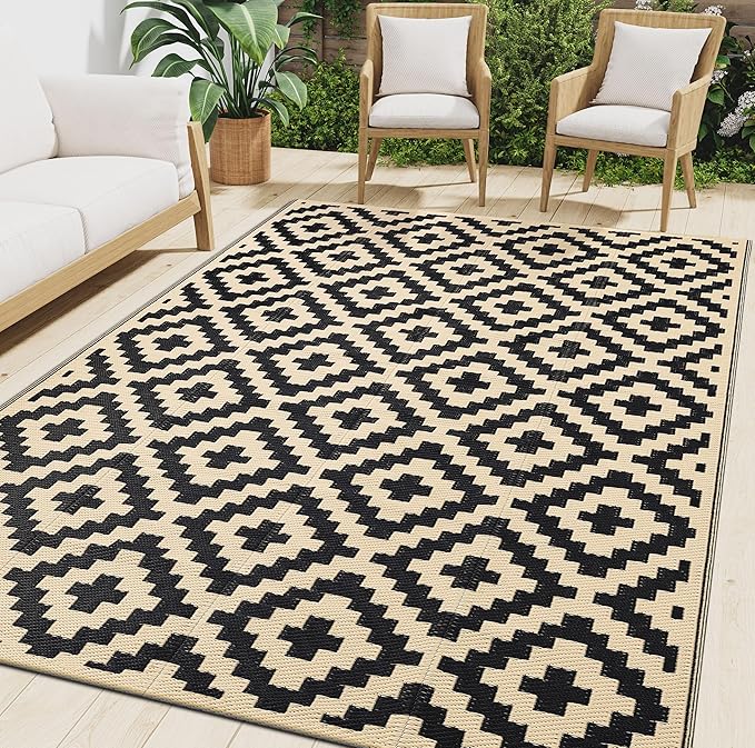 Smiry Waterproof Outdoor Rug 6x9 ft, Reversible Plastic Straw Patio Camping Rugs by Smiry