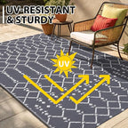 Smiry Outdoor Rug 5x8 ft, Waterproof Reversible Plastic Straw Rugs, Boho - Image 4