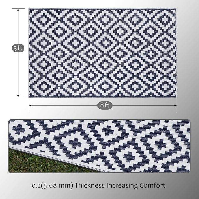 SAND MINE Reversible Mats, Plastic Straw Rug, Modern Area Rug, Large Floor Mat - Image 2