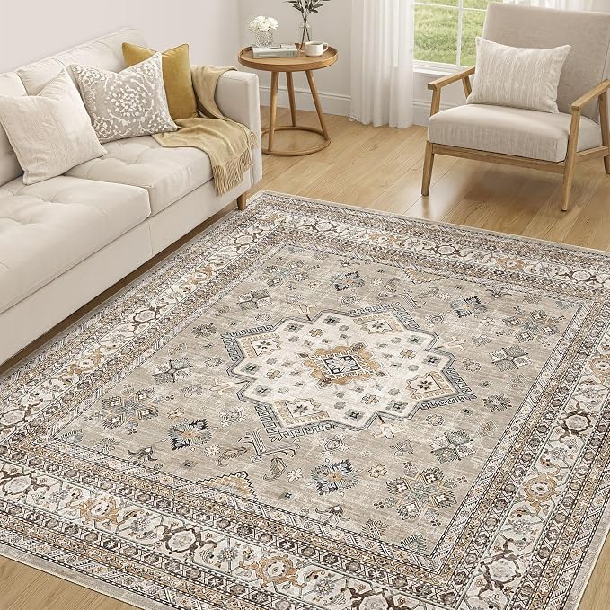 Vintage Living Room Square Area Rug 6x6 by COTILED