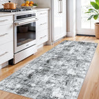 3x7 Washable Non-Slip Kitchen Runner Rug – Modern Abstract Neutral Beige & Gray - Image 3