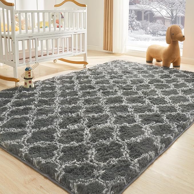 Litanika 5x8 Geometric Shag Area Rug - Image 4