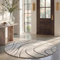 SAFAVIEH Florida Shag Collection 9' Round Cream/Grey SG471 Abstract Wave by Unknown