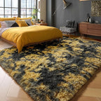 PAGISOFE 4x6 Black and Yellow Bedroom Rugs, Fluffy Modern Living Room Area Rug - Image 8