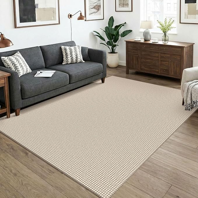 KOZYFLY Washable 5x7 Living Room Rug, Non Slip Woven Area Rugs, Braided Floor by KOZYFLY