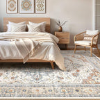 8x10 Area Rugs Living Room: Washable Boho Large Neutral Vintage Soft Rug Stain - Image 4