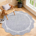 GarveeHome Scalloped Bow Rug for Living Room, 4ft Round Rugs Washable Solid by GarveeHome