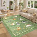 DUKINO 5x7 Rug for Living Room, Lightweight Animal Dog Print Washable Area Rug - Image 6