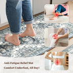 Boho Kitchen Mats for Floor 2 Piece Set Anti Fatigue Cushioned PVC Kitchen Rugs - Image 3