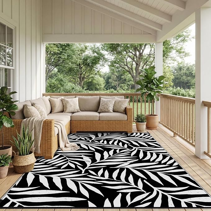 Smiry Outdoor Rug 9x12 ft, Waterproof Reversible Plastic Straw Rugs, Outdoor - Image 6
