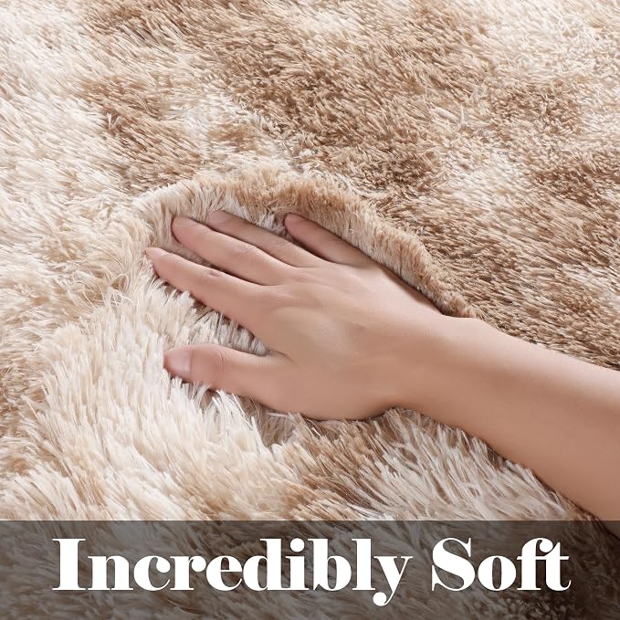 ONASAR 8x10 Area Rugs for Living Room, Tie-Dyed Beige Large Fluffy Bedroom Rug - Image 2