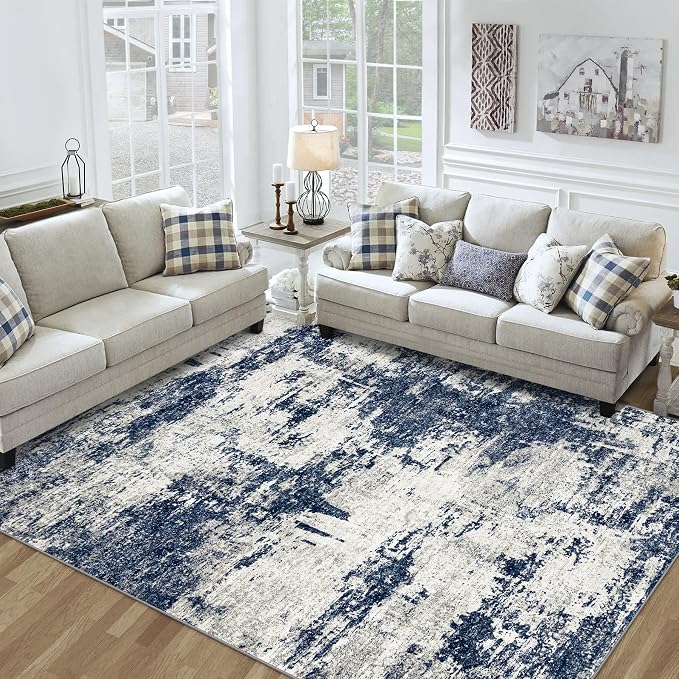 8x10 Area Rug for Living Room Bedroom: Abstract Washable Rug by Tosuoka