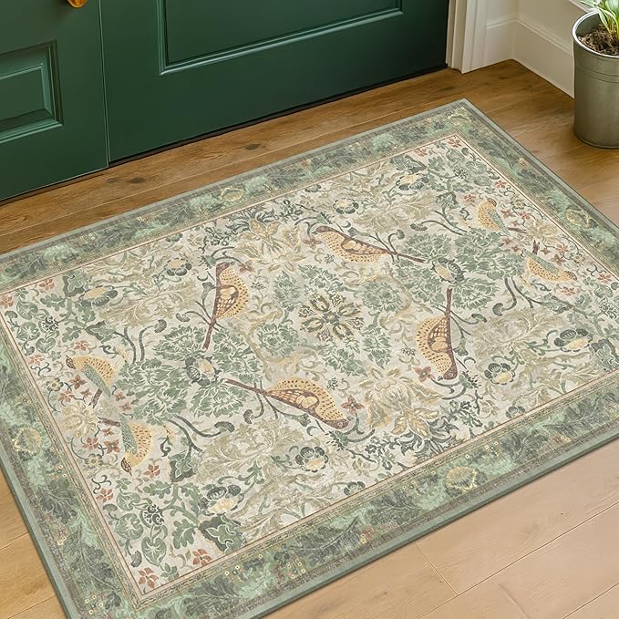 Sage Green Boho Bathroom Rugs by HazoHaus