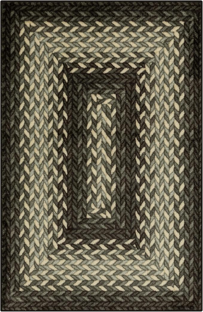 Maples Rugs Marion Bohemian Braided-Style Print Area Rug – Made in USA – by MaplesRugs