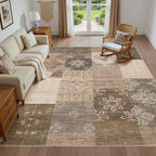 UERMEI 6x9 Area Rug for Living Room, Washable Brown Modern Geometric Patchwork - Image 7
