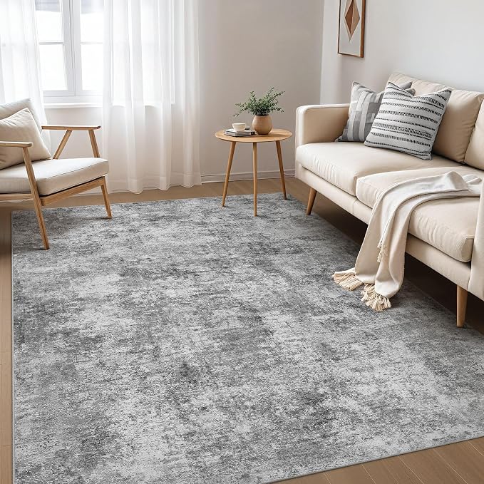 Nakagishi 7x9 Area Rugs Living Room: Washable Abstract Large Neutral Soft Rug by NakagishiAreaRug