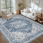 Area Rugs 10x14 Living Room Rug: Washable Rug Soft Vintage Boho Medallion - Image 2