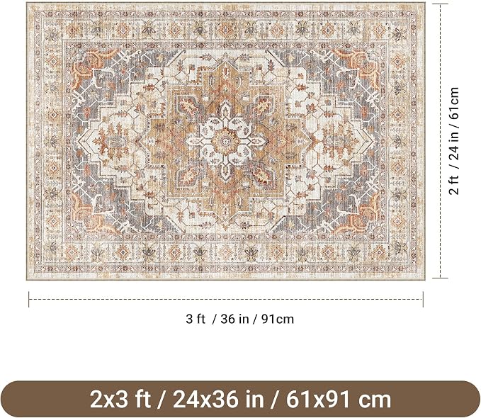 befbee 2x3 Entryway Rug Small Washable Kitchen Rugs Non Slip Front Door Rug - Image 2