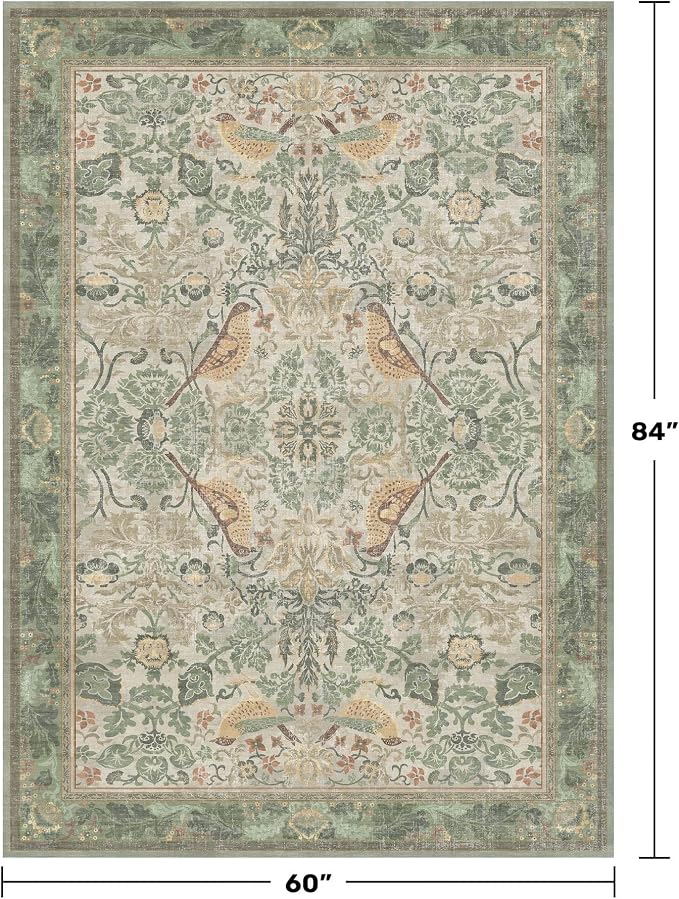 Hazo Haus Washable Sage Green Area Rugs 5x7 - Image 2