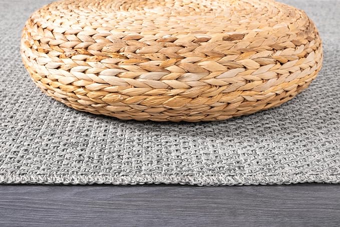 CAMILSON Indoor and Outdoor Runner Rug Gray Solid Boho Woven Design - Image 8