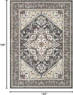 10x14 Vintage Area Rug: Washable Neutral Soft Non Slip Thin Large Floor Carpet - Image 2