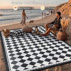 HUGEAR Outdoor Waterproof Rug 9'x12' Plastic Straw Rugs Washable Reversible - Image 4