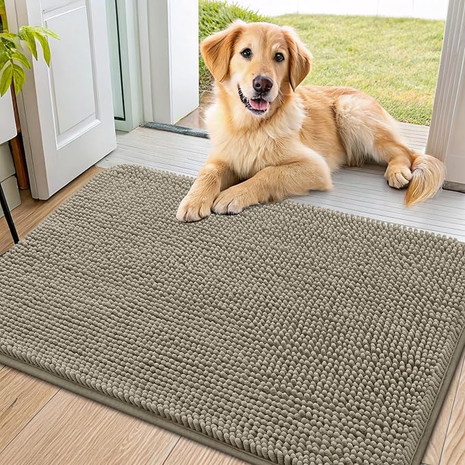 Smiry Dog Door Mat for Muddy Paws 36x24, Absorbent Dirt Trapper, Non-Slip by Smiry