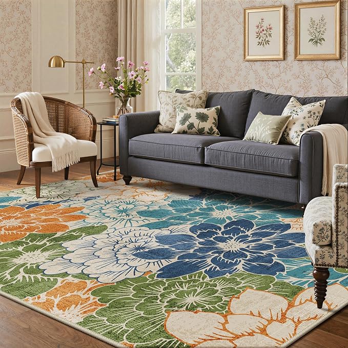 GENIMO Indoor Outdoor Area Rug 5'x8', Machine Washable Rugs - Image 8