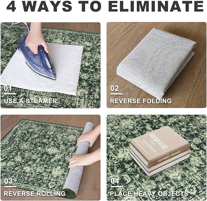KILOCOCO Hallway Runner 2x6 Rug Runner Printed Vintage Floral Washable Kitchen - Image 9
