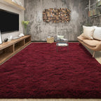 Tepook Fluffy Burgundy Rugs for Living Room, 4x6 Dark Red Area Rug for Bedroom - Image 3