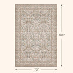 Moss Green 6x9 Area Rug for Dining Room Under Table, Machine Washable Low Pile - Image 2