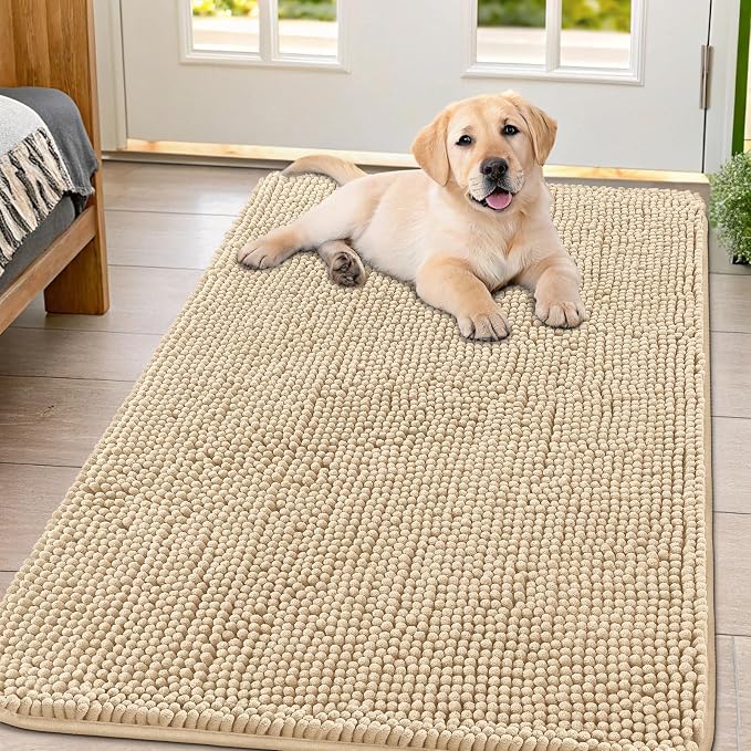 Smiry Dog Door Mat for Muddy Paws 44x32, Absorbent Dirt Trapper, Non-Slip by Smiry