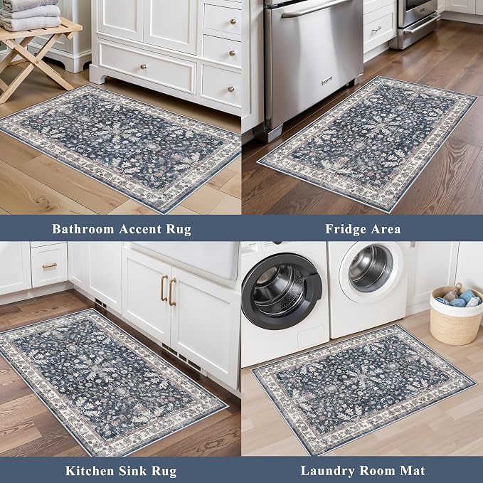 Kitchen Mats Set of 2 Washable Non-Slip – Soft Low Pile Boho Decorative Runner - Image 4
