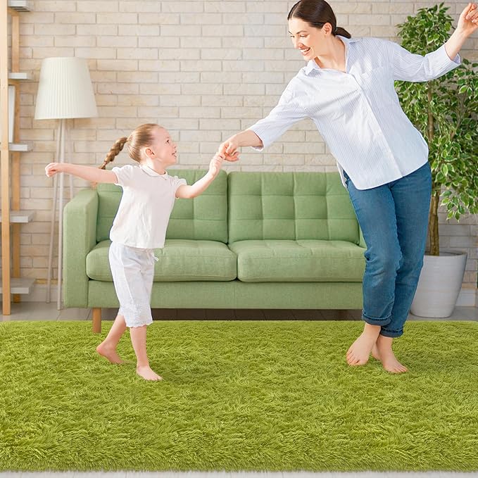 Soft Grass Green Fluffy Rug for Bedroom Living Room, 3x10 ft Fuzzy Green Shag - Image 8