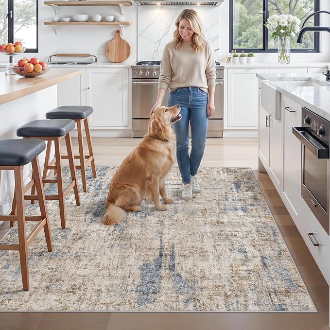 ZHXXUJ Washable 6x6 Square Area Rug – Non Slip Modern Abstract - Image 3