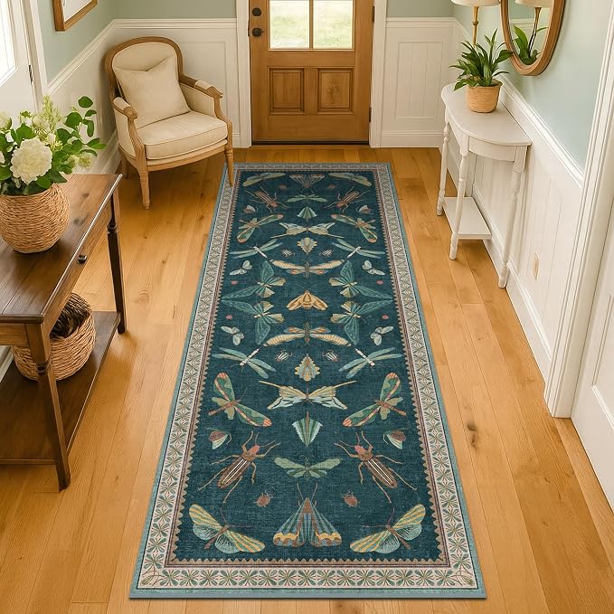Hazo Haus Washable 2x7 Kitchen Sink Runner Rug, Teal Boho Bathroom Carpet - Image 3