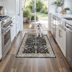 3x4 Entryway Rug Washable Non-Slip–Boho Floral Stain-Resistant Small Area Rug by BYYVOORugsforYourHome