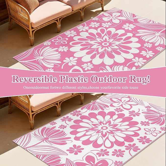 Ileading Outdoor Patio Rug, Waterproof Plastic Straw Mat, Portable Outside Deck - Image 4